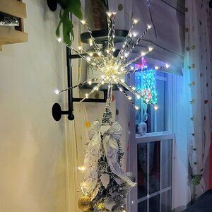 Silver Star Burst Christmas Tree Topper with LED Lights, NIB